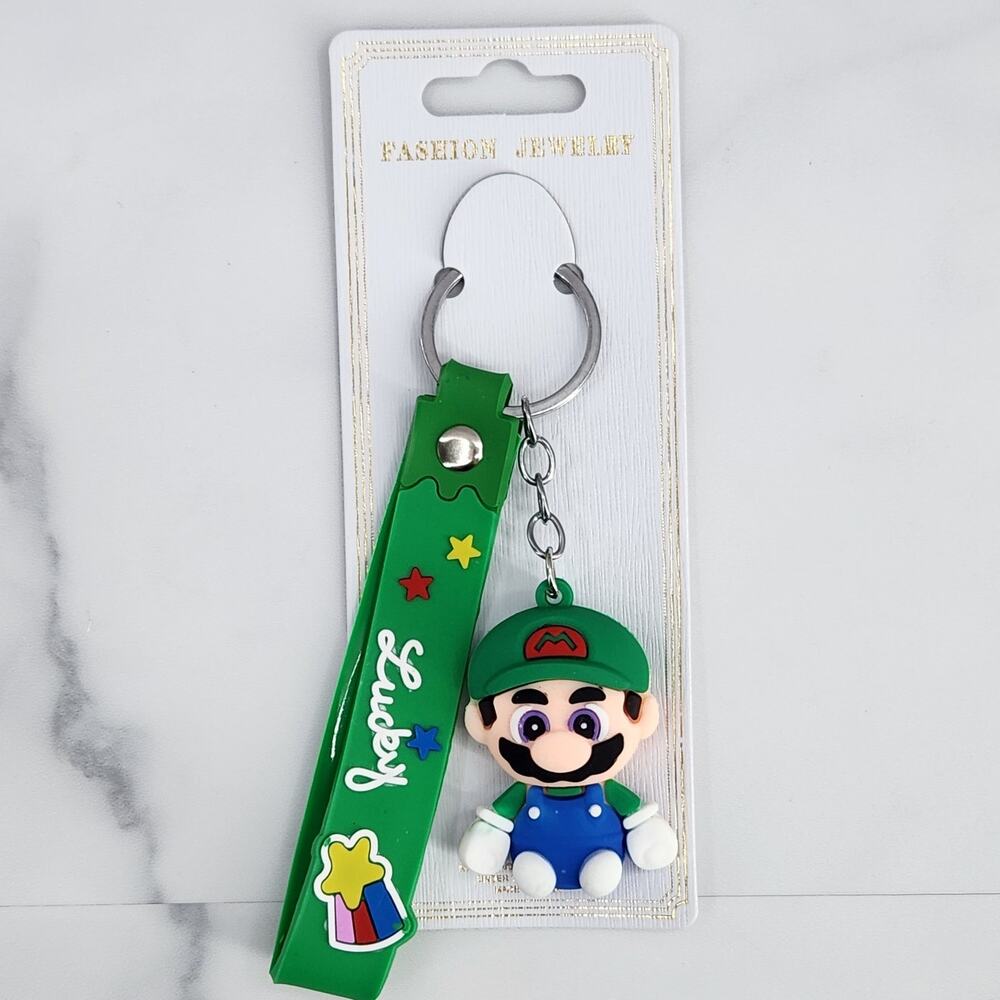 *NEW* Mario! Super Mario 3D Figure Keychain & Strap Bag Charm PVC/Silicone Green